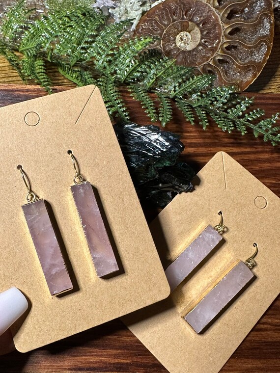 Rose Quartz Jewelry Stone For Love Gift For Her Natural Gemstone Earrings Gift For Mineral Lovers