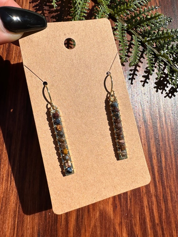 Cubed Pietersite Wrapped Earrings