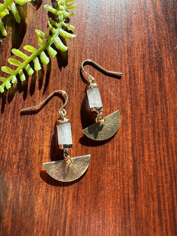 Quartz and Gold Accent Drop Earrings
