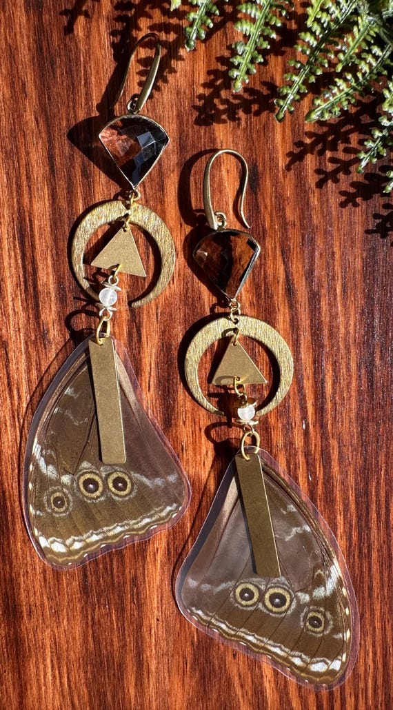 Smoky Quartz Butterfly Earrings