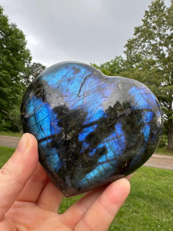 Large Carved Polished Labradorite Heart