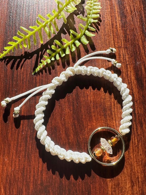 Herkimer Diamond and Carnelian Agate Adjustable Bracelet