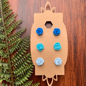 Shades of Blue Rose Bud Earring Set
