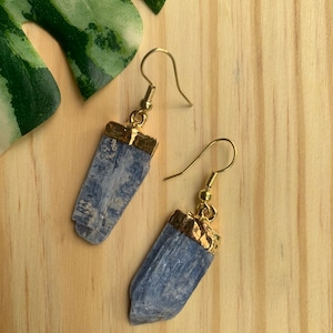 Rough Kyanite Earrings / Gold Solder