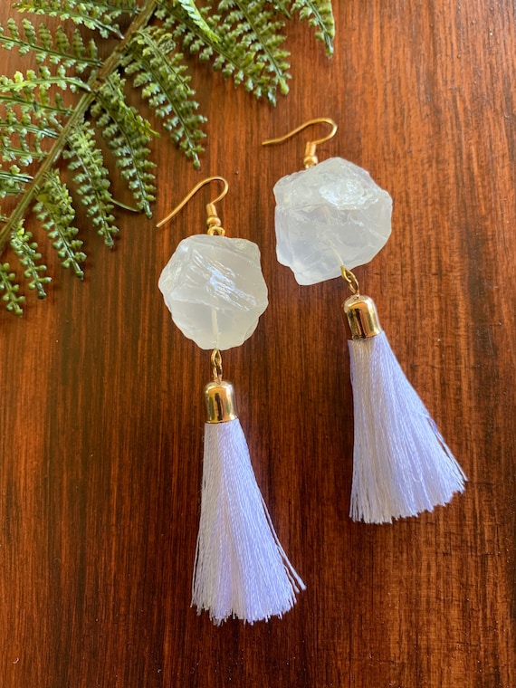 Raw Quartz Chunk Earrings