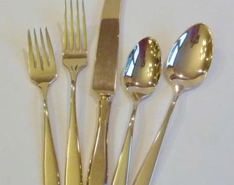 Vintage Dirigold Dirilyte Goldware Regal Flatware Silverware Fork Knife Spoon