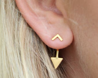 Boucle d’oreille | Boucles d’oreilles triangulaires | | d’oreille plaquée or en acier inoxydable argenté Veste Triangle Minimale | Boucles d’oreilles V Stud