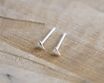 Triangle Stud Earrings | Tiny Triangle Studs | Sterling Silver Mini Earrings | Minimal Geometric Stud | Triangle Studs | Small Silver Studs