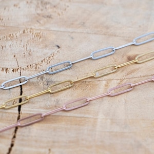 Paperclip Chain Bracelet: Stainless Steel Fine Link, Gold or Rose Gold