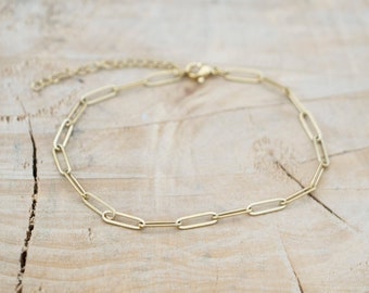 Paperclip Chain Anklet | Link Chain Anklet | Chain Link Anklet | Gold Link Anklet | Stainless Steel Anklet | Rose Gold Fine Link Anklet