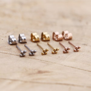 Dot Stud Earrings | 4 Dot Studs | Stainless Steel Silver Gold Plated Four Dot Earring | Minimal Dotted Earring | Diamond Ball Studs