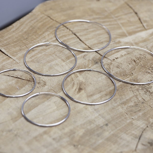 Sterling Silver Hoop Earrings | Big Silver Hoops | Silver 30 mm 40 mm 50 mm Hoops | Hoop Earrings | Sterling Silver 925 Hoops