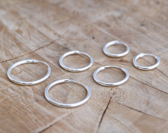 Dicke Silber Creolen | Minimalistische Sterling Silber Creolen | Dicke 16 mm 20 mm 25 mm Creolen | Sterling Silber Creolen | 2mm Creolen