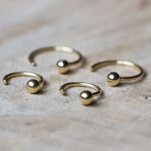 Sterling Silver Hug Hoops | Tiny Minimalist Hug Earrings | Gold Ball Hoops | Ball End Hoop Earrings | 18K Gold Hugger | Dot Open Hoop