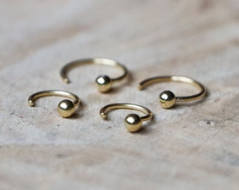 Sterling Silver Hug Hoops | Tiny Minimalist Hug Earrings | Gold Ball Hoops | Ball End Hoop Earrings | 18K Gold Hugger | Dot Open Hoop