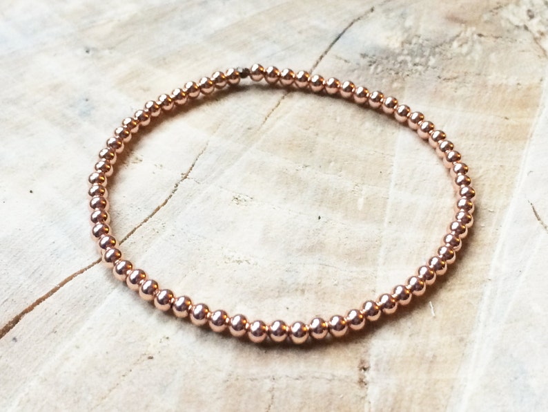 Rose Gold Bead Bracelet 18 K Rose Gold Over Sterling Silver Etsy