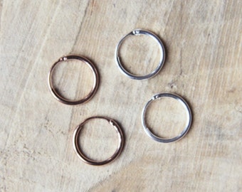 Sterling zilveren oorringen | Kleine minimalistische roségouden hoepels | Zilveren 12 mm hoepels | Minimalistische oorringen | Zilveren 925 roségouden hoepels