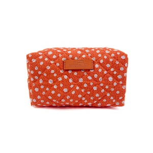 Daisy Print Cotton Padded Makeup Bag - Lilac Zipper Bag