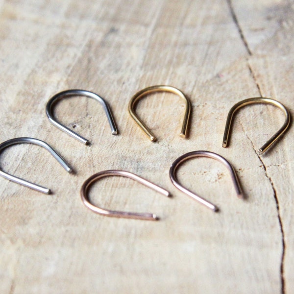 Horseshoe Earrings | Tiny Minimalist Rose Gold Earhook | Silver Arc | Wishbone Earrings | Stainless Steel Silver Gold Plated Curved Earring