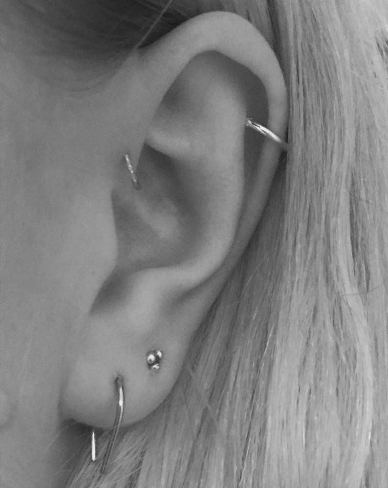 Horseshoe Earrings Tiny Minimalist Rose Gold Earhook Etsy