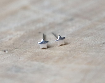 Tiny Star Studs | Star Earrings | Sterling Silver Rose Gold Plated Little Star Stud | Minimal Star Earring | Rose Gold Stars Stud Earrings