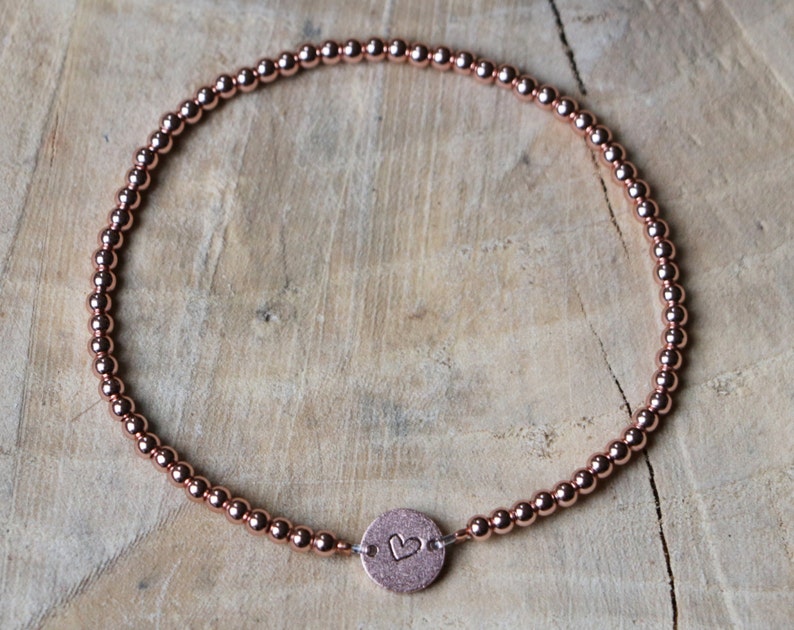 Small Bead Bracelet Dainty Initial Bracelet Rose Gold Bead Etsy