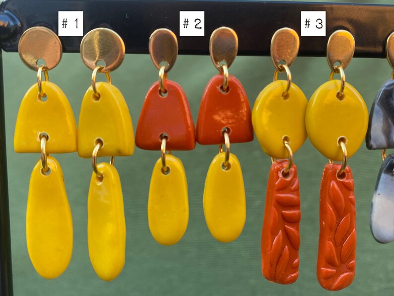 Ton Ohrringe Polymer Clay Anhänger Organische Form Ohrstecker Oval Ohrstecker Ton Ohrstecker Marmor Ton Ohrring Farbblock Ohrstecker Gold Ohrstecker Bild 4