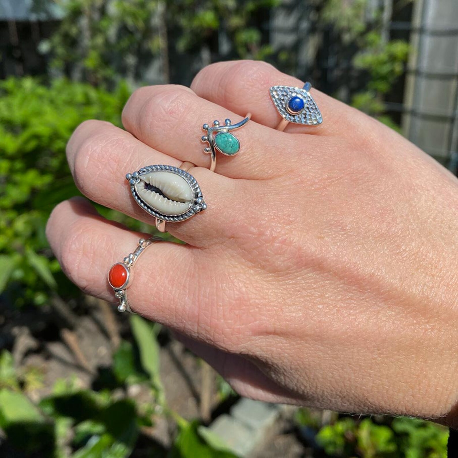 Cowrie Ring Sterling Silver Shell Ring Natural Shell Ring Etsy