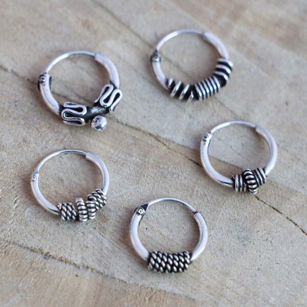 Sterling Silver Hoop Earrings | Tiny Minimalist Bali Hoops | Silver Knot Hoops | Minimalist Hoop Earrings | Silver 925 Bali Hoops | Rings