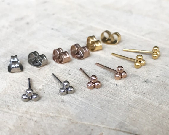 triple ball stud earrings