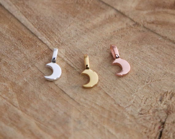 Sterling Silver 925 Moon Pendant Rose Gold Half Charm - Rose Gold Half Moon Pendant Sterling Silver 925 Moon Pendant Rose Gold Half Charm - Rose Gold Half Moon Pendant