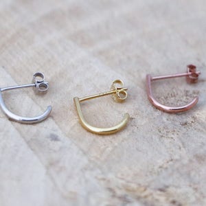 Suspender Earring Minimalist Sterling Silver Suspender Hoop Hug Hoops Rose Gold Half Hoop Stud Hook Earrings Suspender Earrings zdjęcie 2