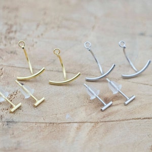 Sterling Silver Bar Ear Jacket Studs: Minimalist Ear Climber
