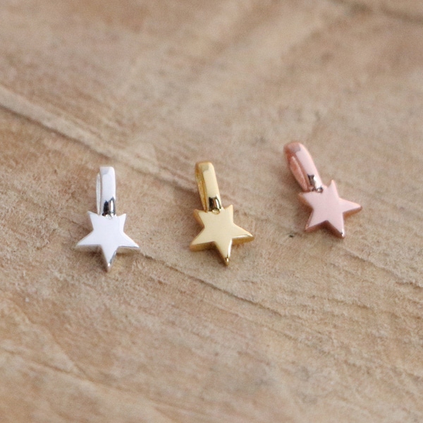 Sterling Silver 925 Star Pendant | Rose Gold Star Charm | Sky Star Charm Pendant | 18K Rose Gold Plated | Gold Star Pendant