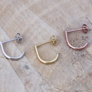 Suspender Earring Minimalist Sterling Silver Suspender Hoop Hug Hoops Rose Gold Half Hoop Stud Hook Earrings Suspender Earrings image 1