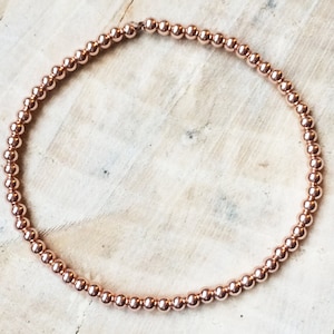 Rose gold bead bracelet | 18 k rose gold over sterling silver 925 | Minimal stretch bracelet | Stacking bracelet | Rose Gold Plating | 3mm