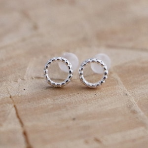 Tiny Sterling Silver Circle Studs: Geometric Earrings