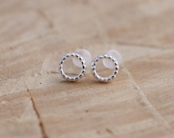 Tiny Circle Studs | Open Circle Studs | Geometric Sterling Silver 925 Studs | Hoop Studs | Silver 925 Earrings | Circle Stud Earrings