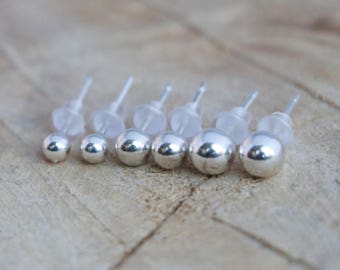 Bal Stud Oorbellen | Effen kogelnoppen | Sterling zilveren stip oorbellen | Minimale zilveren 925 Stud | Effen kogelnoppen | Zilveren hengsten