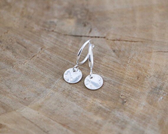 everday earring simple silver earrings silver circle earrings hammered silver jewelry hammered circle earrings Hammered silver earrings