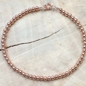 Rose gold bead bracelet | 18 k rose gold over sterling silver 925 | Minimal dainty bracelet | Stack bracelet | Rose Gold Plating | Pink Gold