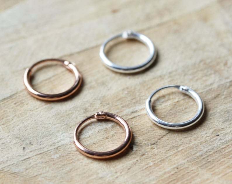 Kleine ringetjes Zilveren ringetjes Minimalistische oorbellen Kleine Zilveren Hoops Sterling Zilver 925 10mm Oor Ringen afbeelding 3