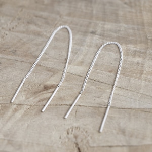 Threader earrings | Ear Wire Dangle Chain | Pull-through Earring | Sterling Silver 925 | Silver Threads | Earring Wire | Slinky Earring
