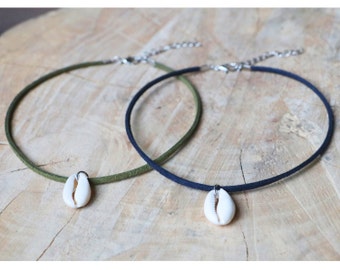 Cowrie Shell Choker: Suede Cord Necklace, Ibiza Beach Style