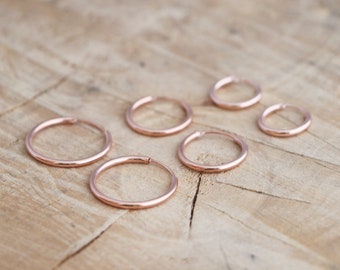 Rose Gold Hoop Earrings | Minimalist Sterling Silver Hoops | Rose Gold 16 mm 20 mm 25 mm Hoops | Pink Gold Hoop Earrings | 18k Gold Hoops