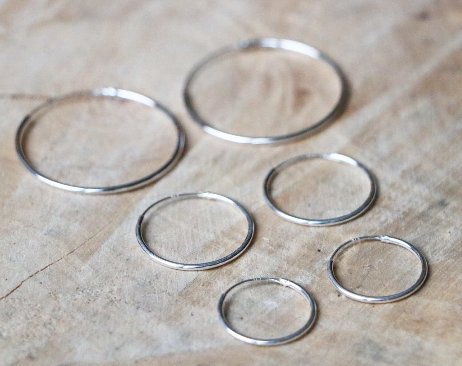 Brincos de argola de prata esterlina | Argolas minimalistas | Argolas de prata de 15 mm, 20 mm e 30 mm | Brincos de argola | Argolas de prata esterlina 925