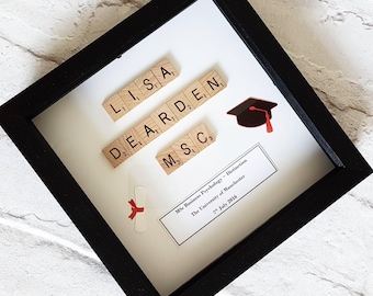Personalised Graduation Frame ~ Scrabble Box Frame ~ Gifts for her ~ Gifts for him ~ Degree ~ Graduation ~ Personalised Gift ~ Keepsake