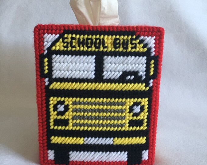 School Bus Plastic Canvas Tissue Box Cover Tissue Topper TBC - Etsy