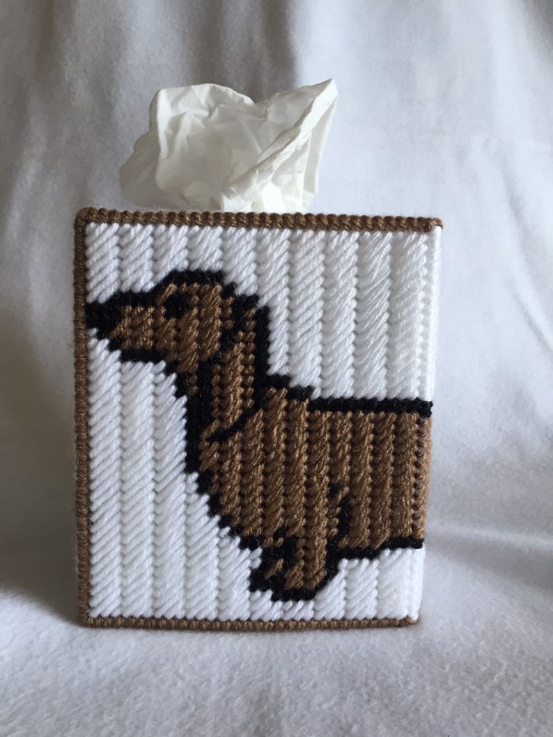 Dachshund Plastic Canvas Tissue Box Cover Puppy So So Cute