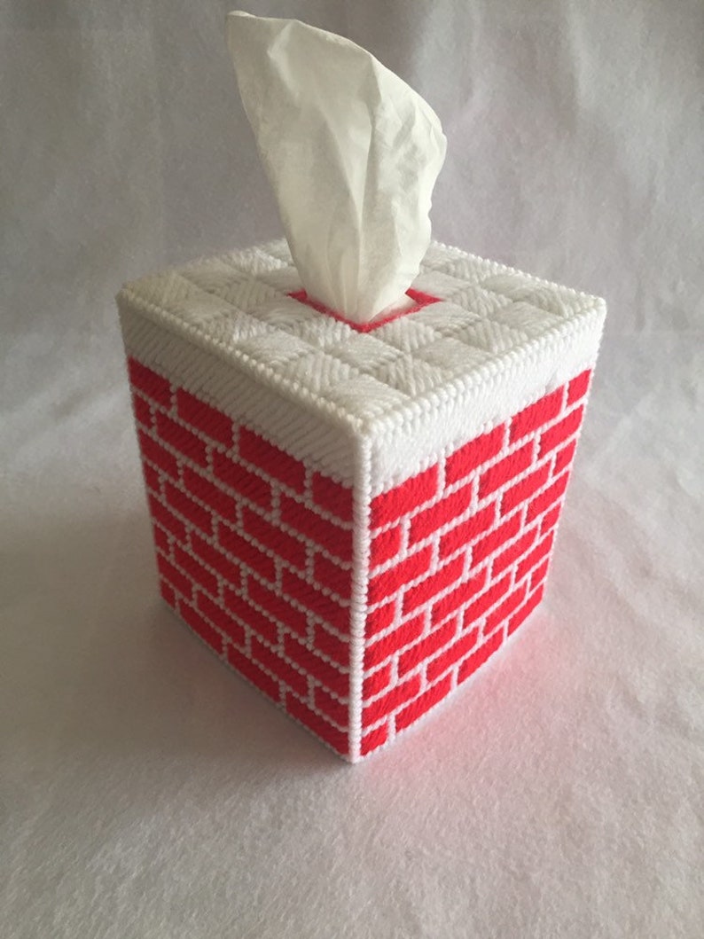 Christmas Plastic Canvas Tissue Box Cover Chimney Etsy